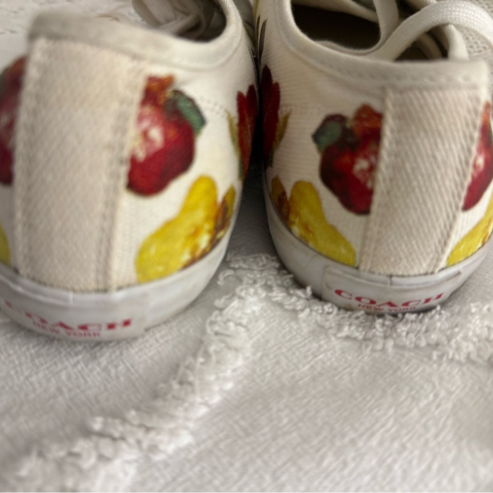 Coach White Floral Canvas Sneakers - Picture 5 of 15